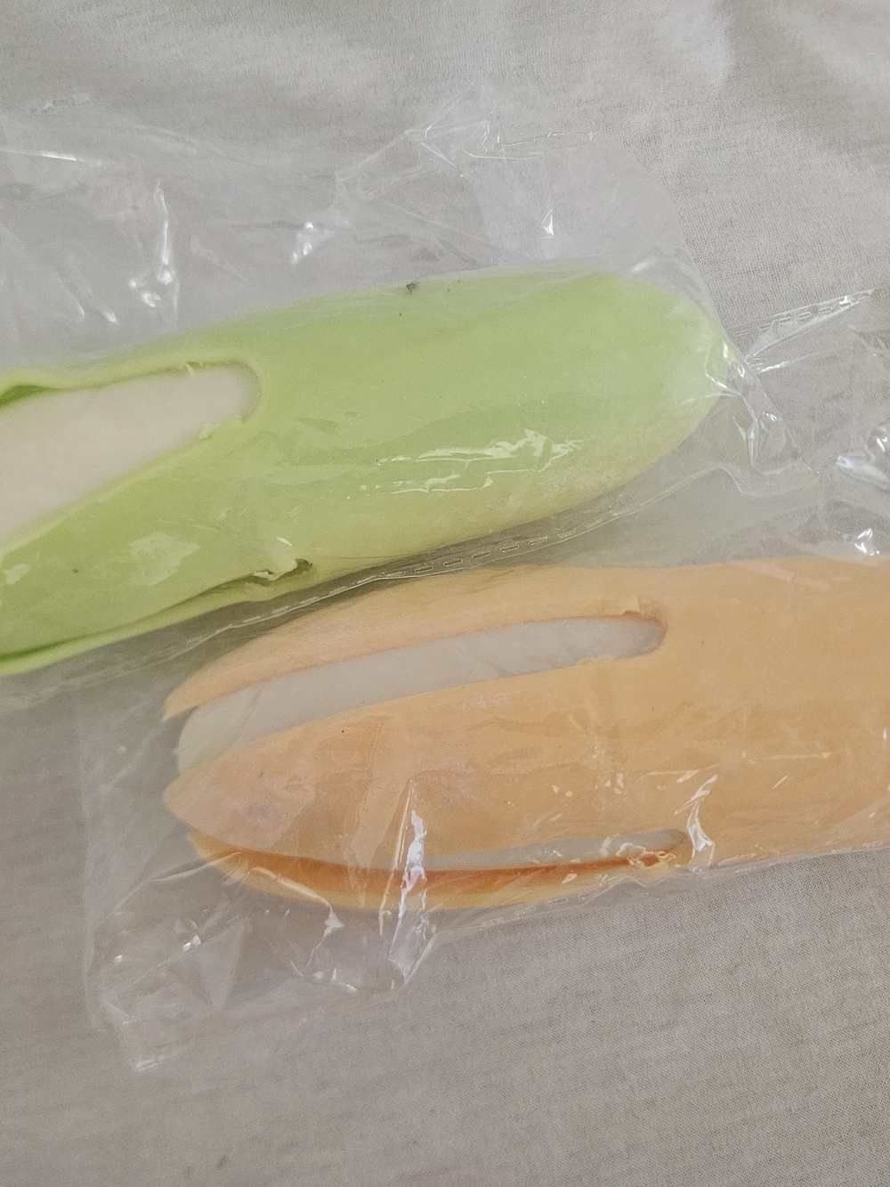 Plush Kids Stuffed Slipper Pair - Light Green & Peach